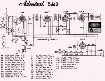 Admiral 5A1 schematic circuit diagram
