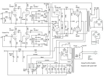 Ampeg B15NF schematic circuit diagram