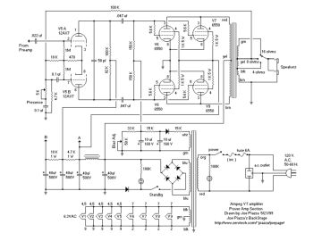 Ampeg V7 schematic circuit diagram