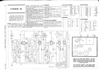 Cossor 81 schematic circuit diagram