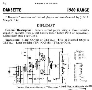 Dansette Diplomat schematic circuit diagram
