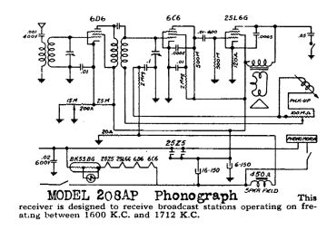 Detrola 208AP schematic circuit diagram