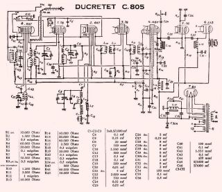 Ducretet C805 schematic circuit diagram