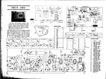 Ekco A104 schematic circuit diagram