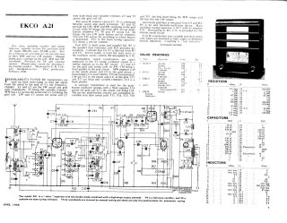 Ekco A21 schematic circuit diagram