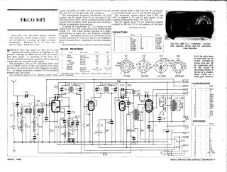 Ekco B85 schematic circuit diagram