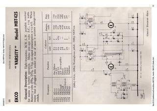 Ekco MBT435 schematic circuit diagram