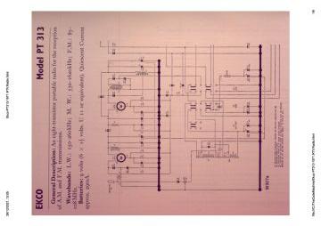 Ekco PT313 schematic circuit diagram