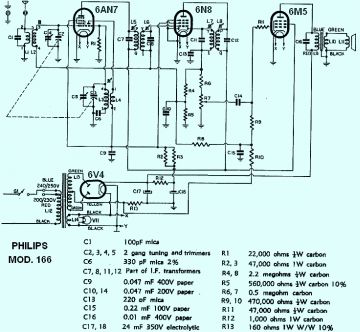 Philips 166 schematic circuit diagram