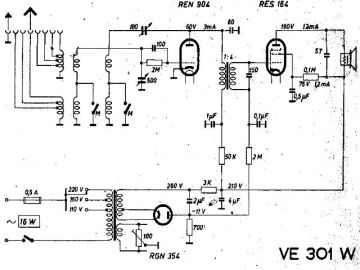 SABA 301W schematic circuit diagram